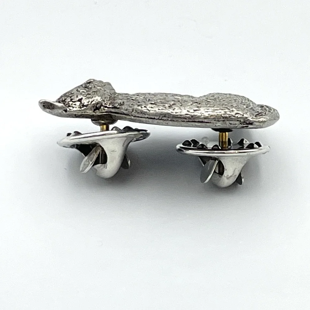 Vintage 1999‎ GG Harris Pewter Cat Lapel Pin Figural Signed 439 Cat